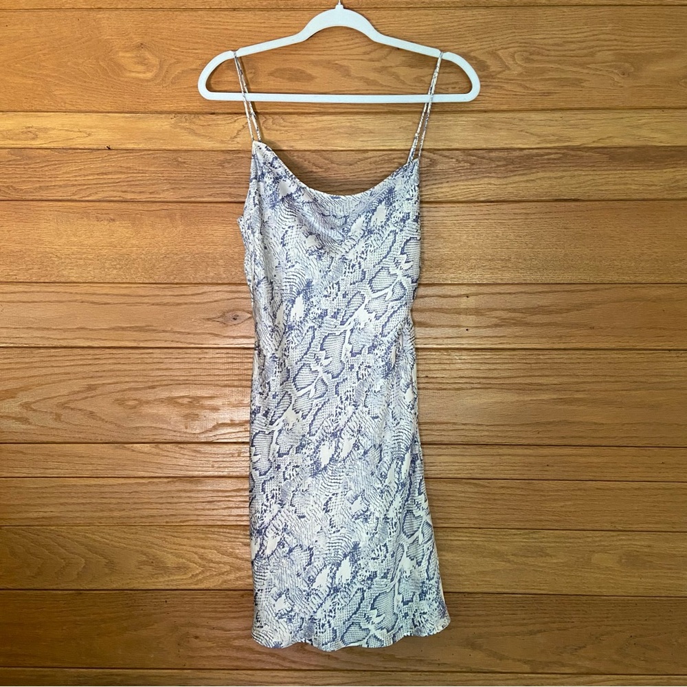 AE Studio snake print cowl neck slip dress